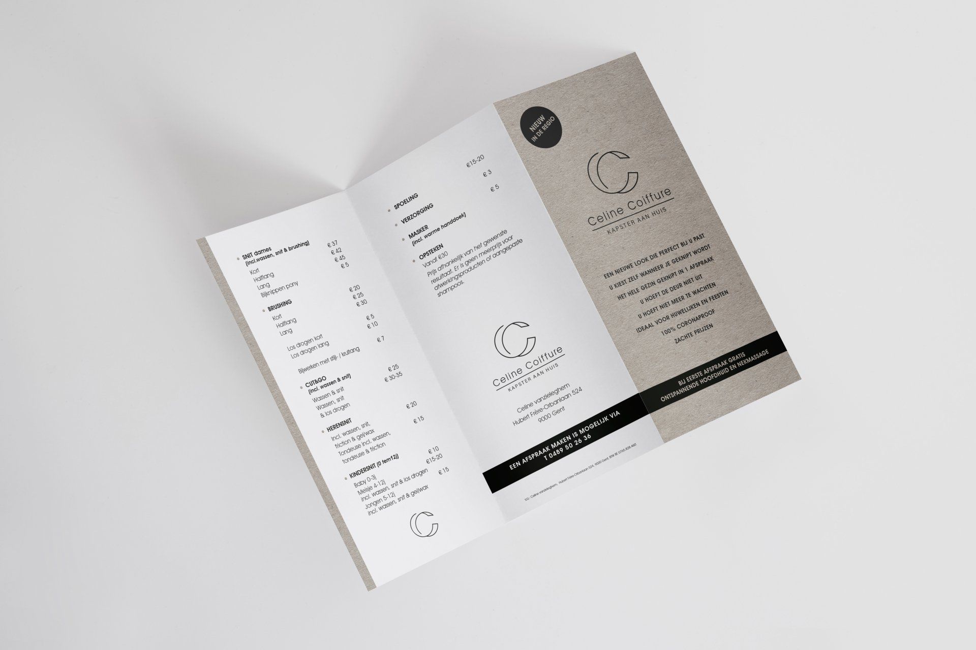 Coiffure Céline — flyer — grafisch ontwerp door Helder Ontwerp